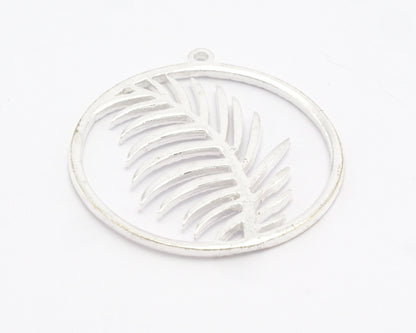 Palm Leaf Charms Pendant Raw Brass - Shiny Silver - Antique silver - Shiny gold Plated 32x30mm 1.5mm thickness Charms OZ4699-350