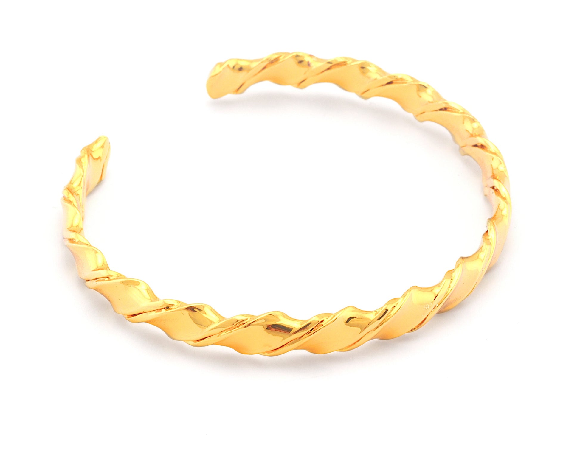 Swirl Cuff Bracelet Shiny Gold Plated Brass 1 pc. (58mm inner size - Adjustable ) OZ2962