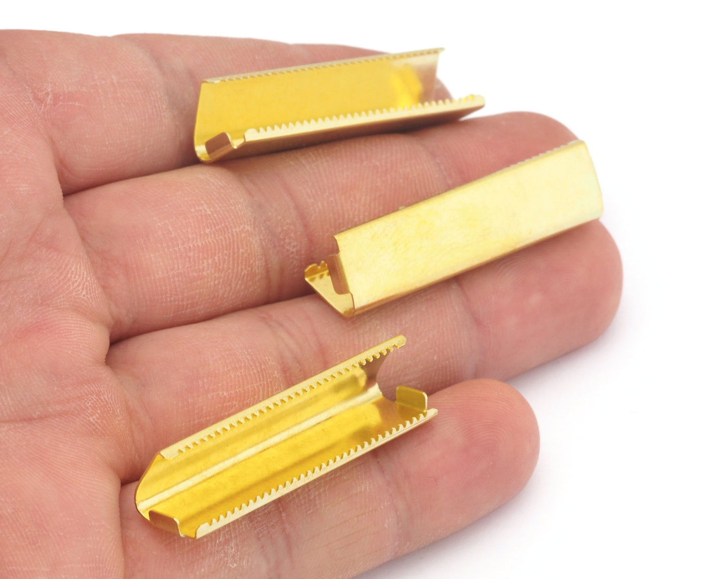 Ribbon Crimp Ends cap, 10x40mm Raw Brass Ribbon Crimp Ends, Raw Brass Ribbon Crimp End, Findings 769