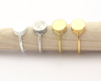 Round Brushed Edge Ring Base Adjustable (5US) Ring Blank Raw Brass - Shiny - Antique silver - Shiny Gold plated (10mm blank) OZ4726