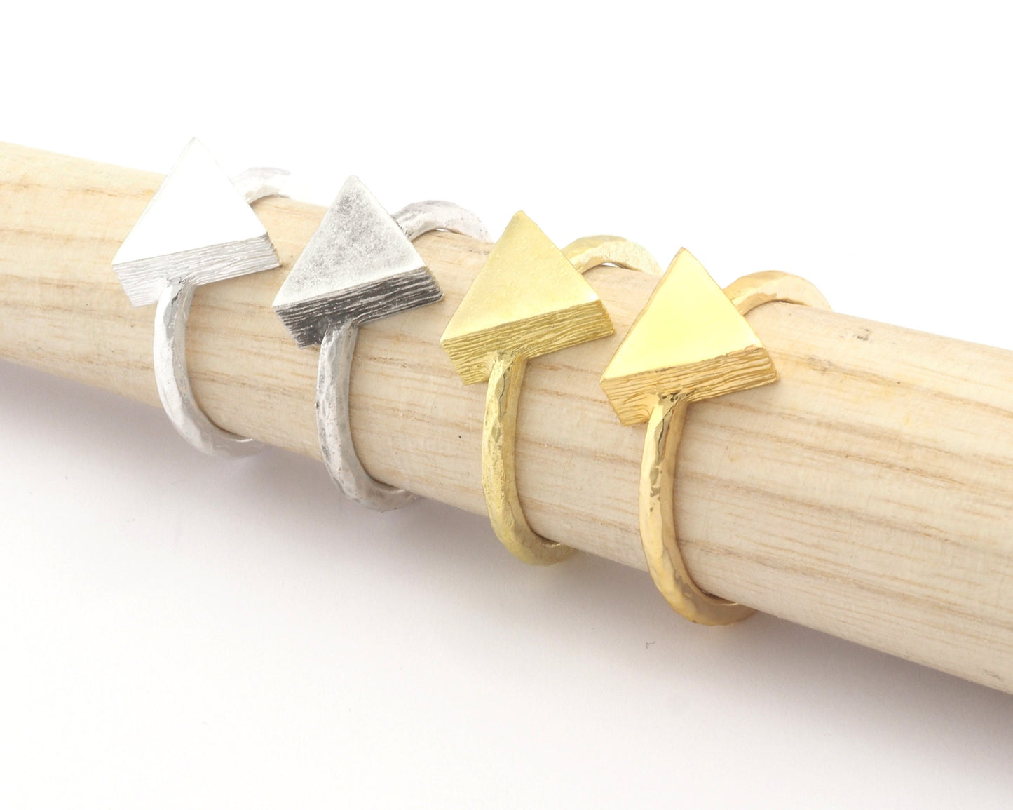 Triangle Brushed Edge Ring Base Adjustable(5US) Ring Blank Raw Brass - Shiny - Antique silver - Shiny Gold plated (12x10mm blank) OZ4724