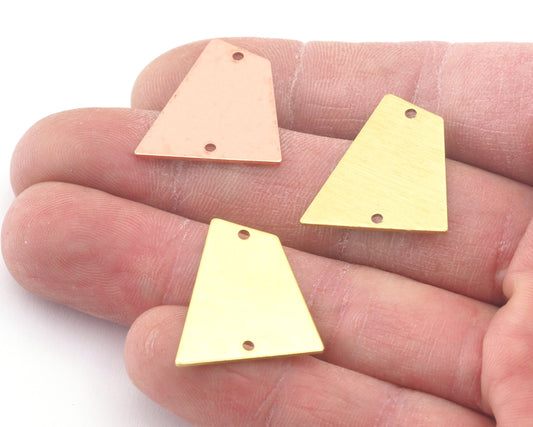 Quadrilateral Rectangle Trapezoid Charms 2 Hole Raw Brass, copper 23x21mm 0.8mm thickness Findings R133