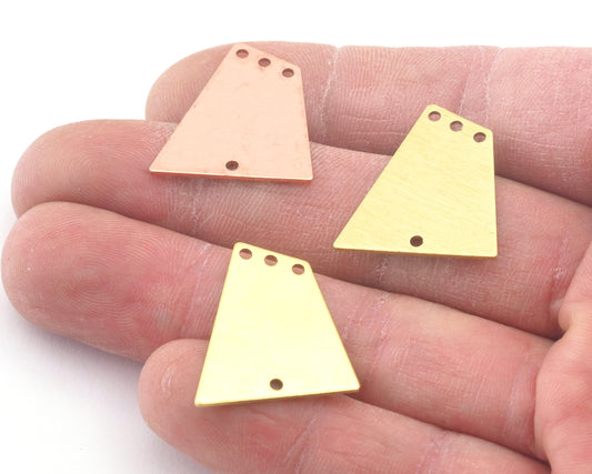 Quadrilateral Rectangle Trapezoid Charms 4 Hole Raw Brass, copper 23x21mm 0.8mm thickness Findings R159