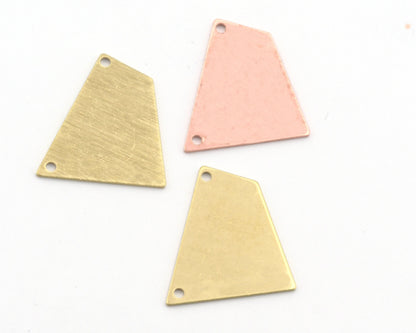 Quadrilateral Rectangle Trapezoid Charms 2 Hole Raw Brass, copper 23x21mm 0.8mm thickness Findings R131