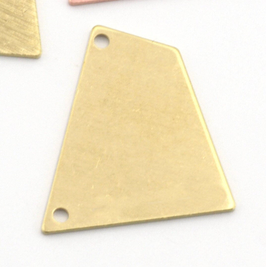 Quadrilateral Rectangle Trapezoid Charms 2 Hole Raw Brass, copper 23x21mm 0.8mm thickness Findings R131