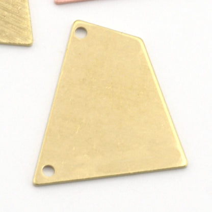 Quadrilateral Rectangle Trapezoid Charms 2 Hole Raw Brass, copper 23x21mm 0.8mm thickness Findings R131