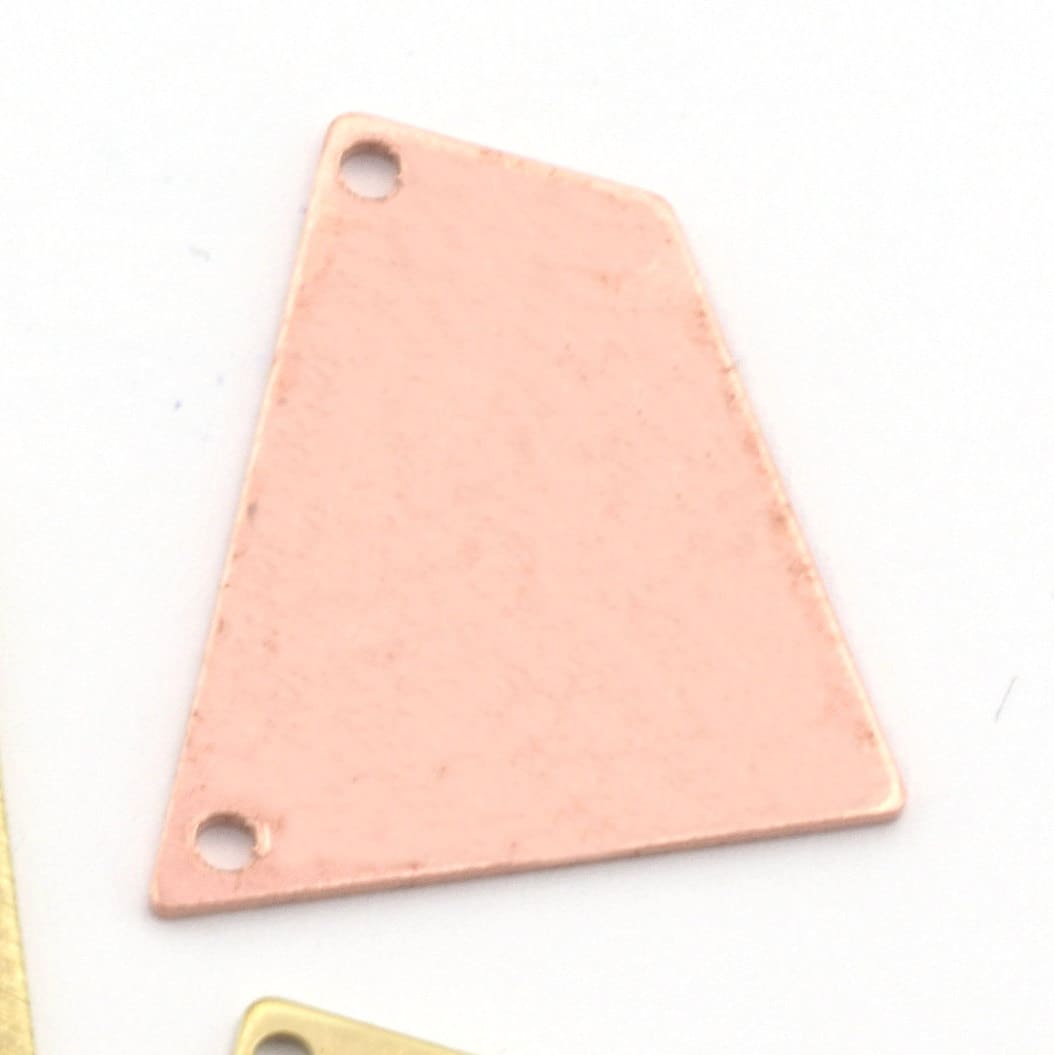 Quadrilateral Rectangle Trapezoid Charms 2 Hole Raw Brass, copper 23x21mm 0.8mm thickness Findings R131