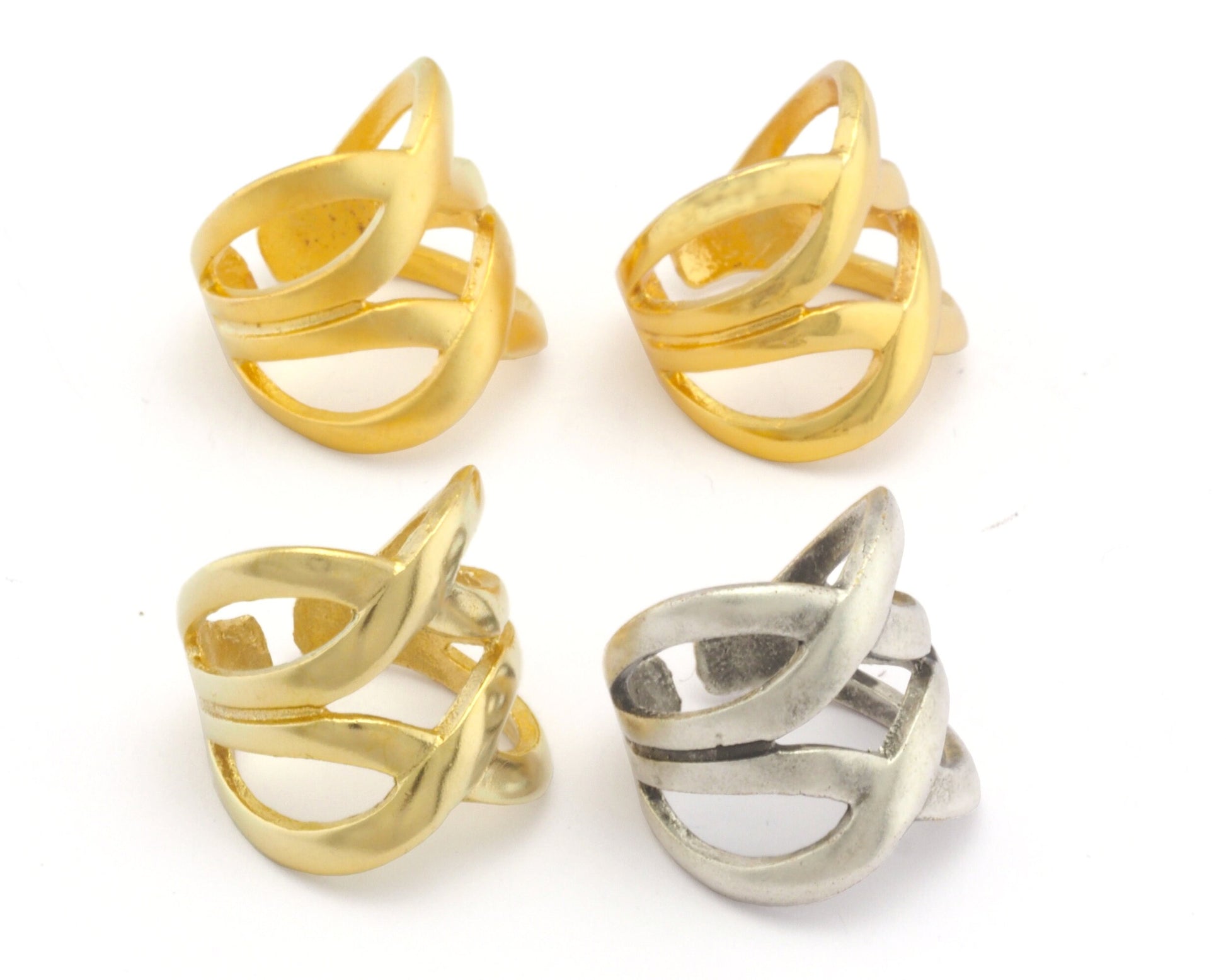 Statement Ring Adjustable Infinity Ring Raw Brass - Antique Silver -Matte Gold - Shiny gold Plated brass (18mm 8US inner size) OZ3253