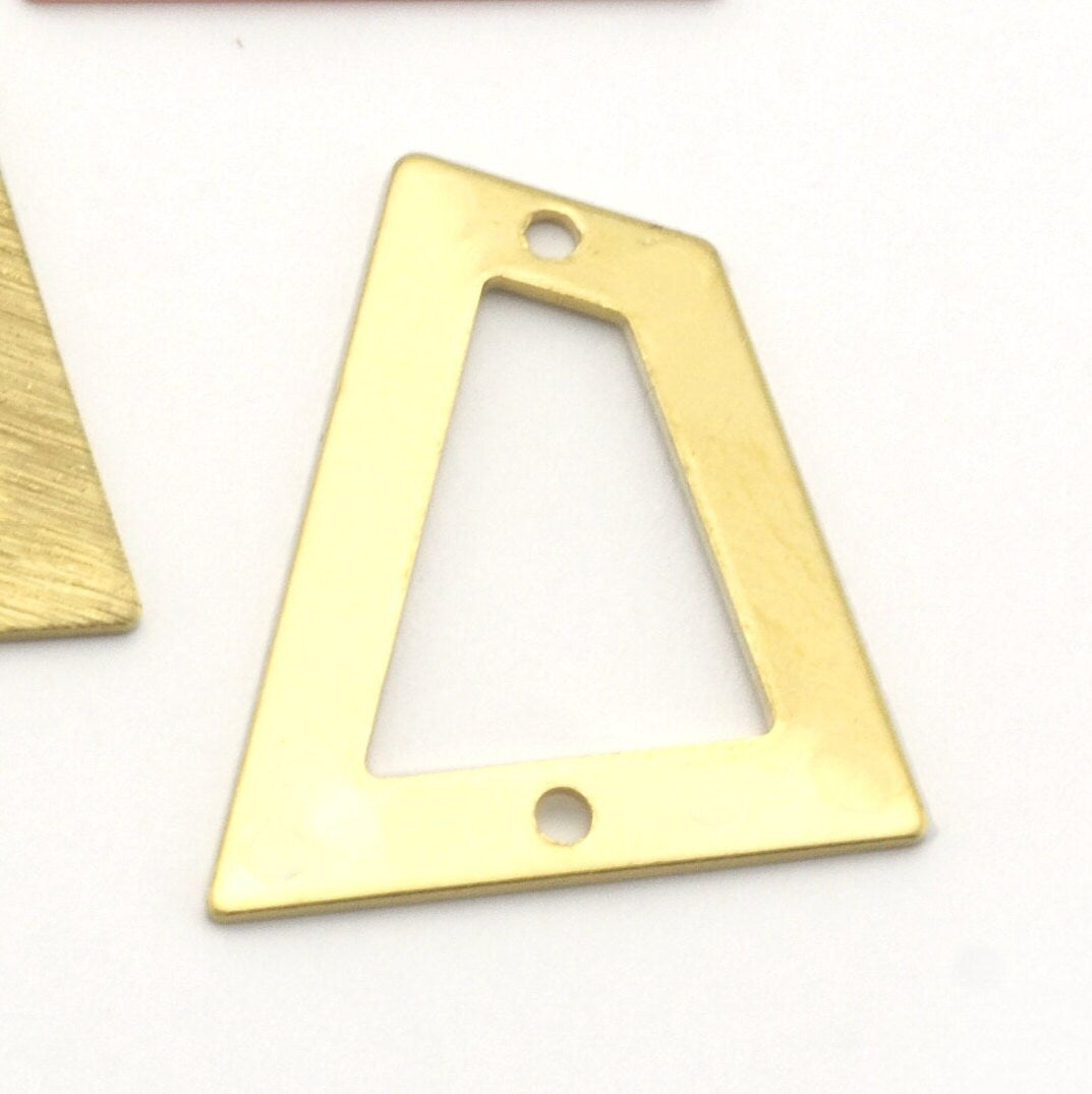 Quadrilateral Rectangle Trapezoid Charms 2 Hole Raw Brass, copper 23x21mm 0.8mm thickness Findings R97