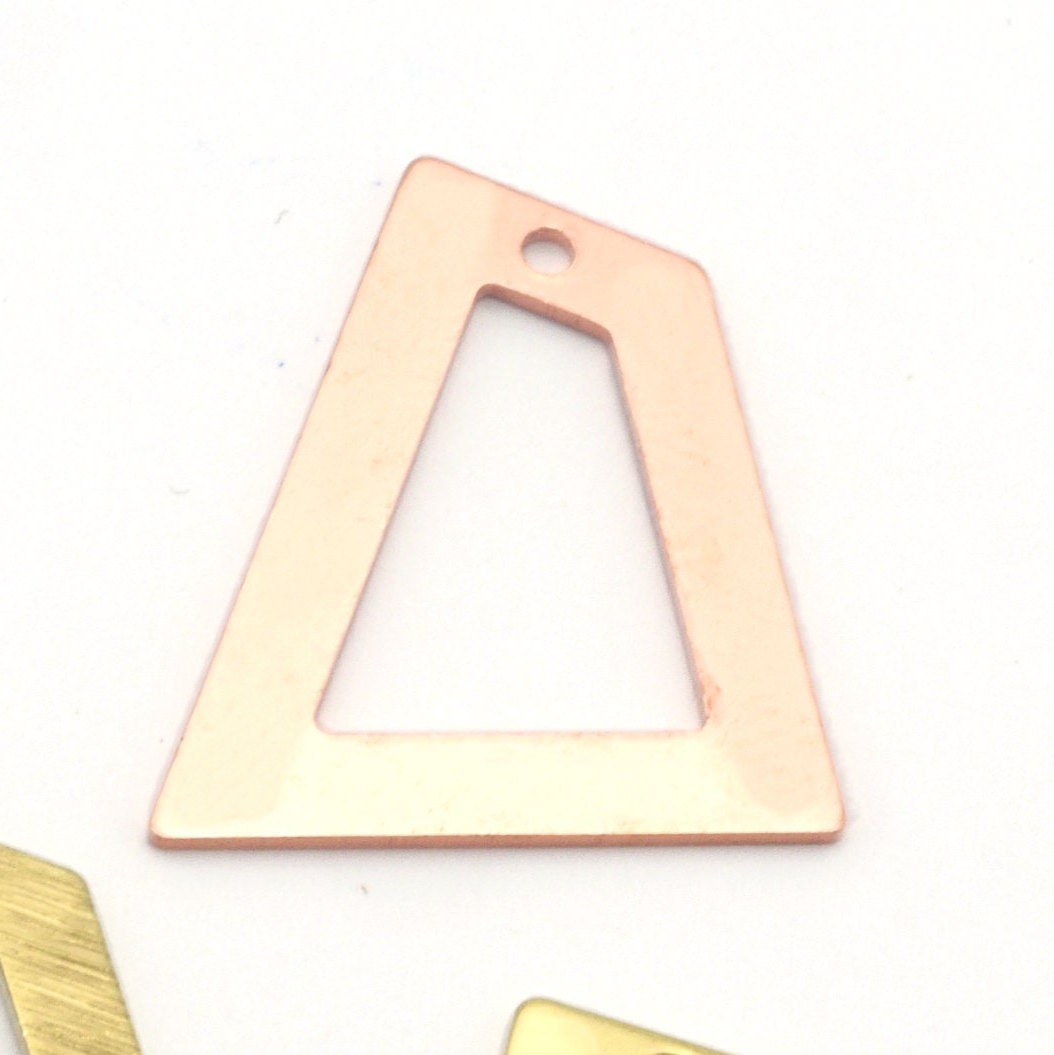 Quadrilateral Rectangle Trapezoid Charms 1 Hole Raw Brass, copper 23x21mm 0.8mm thickness Findings R96