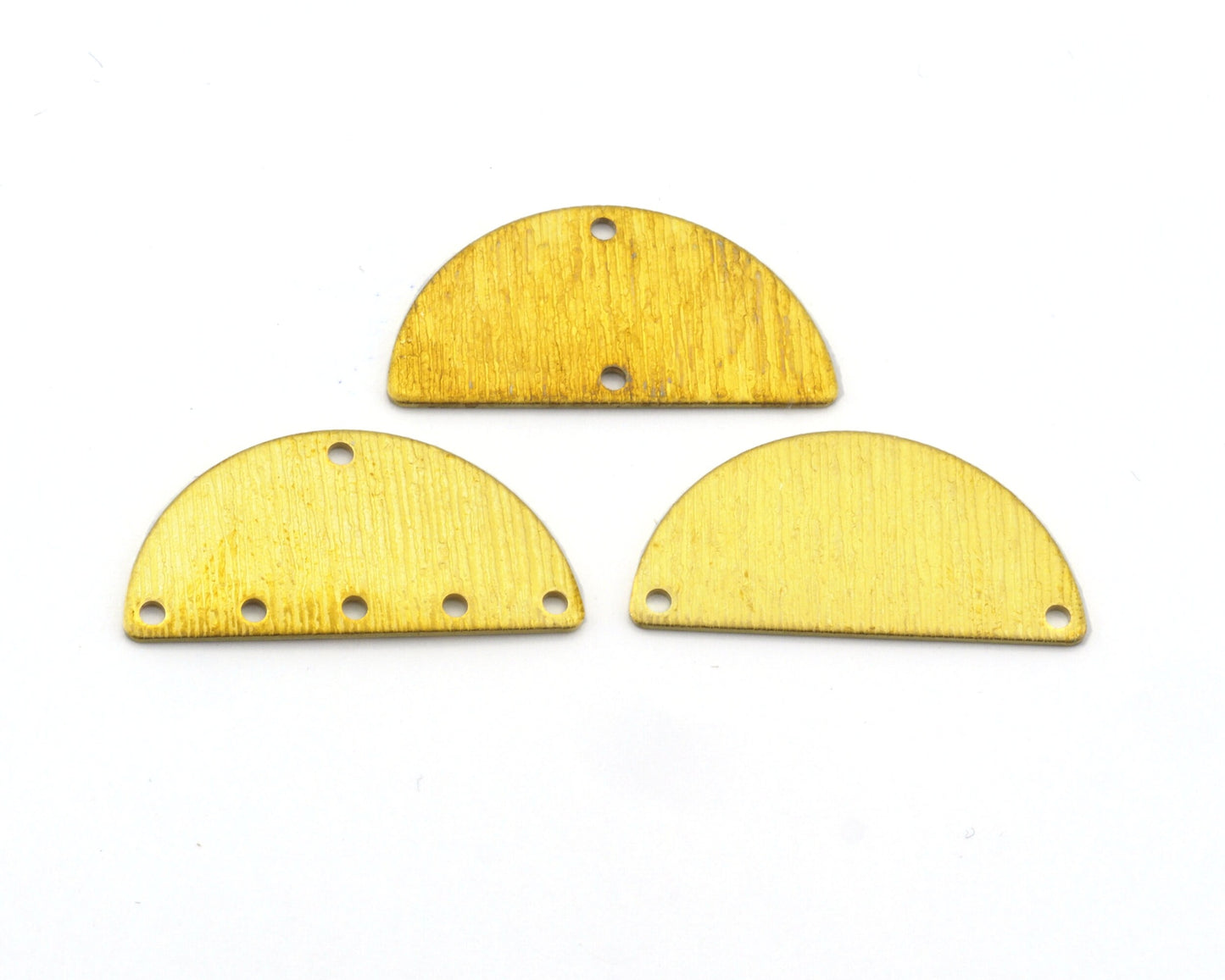 Brushed brass semi circle blanks half moon shape 10 hole 30x15x0.8mm raw pendant (1.6mm 14 gauge hole) SCS 4712-232