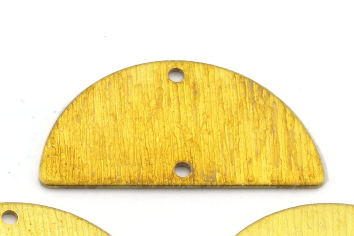 Brushed brass semi circle blanks half moon shape 10 hole 30x15x0.8mm raw pendant (1.6mm 14 gauge hole) SCS 4712-232