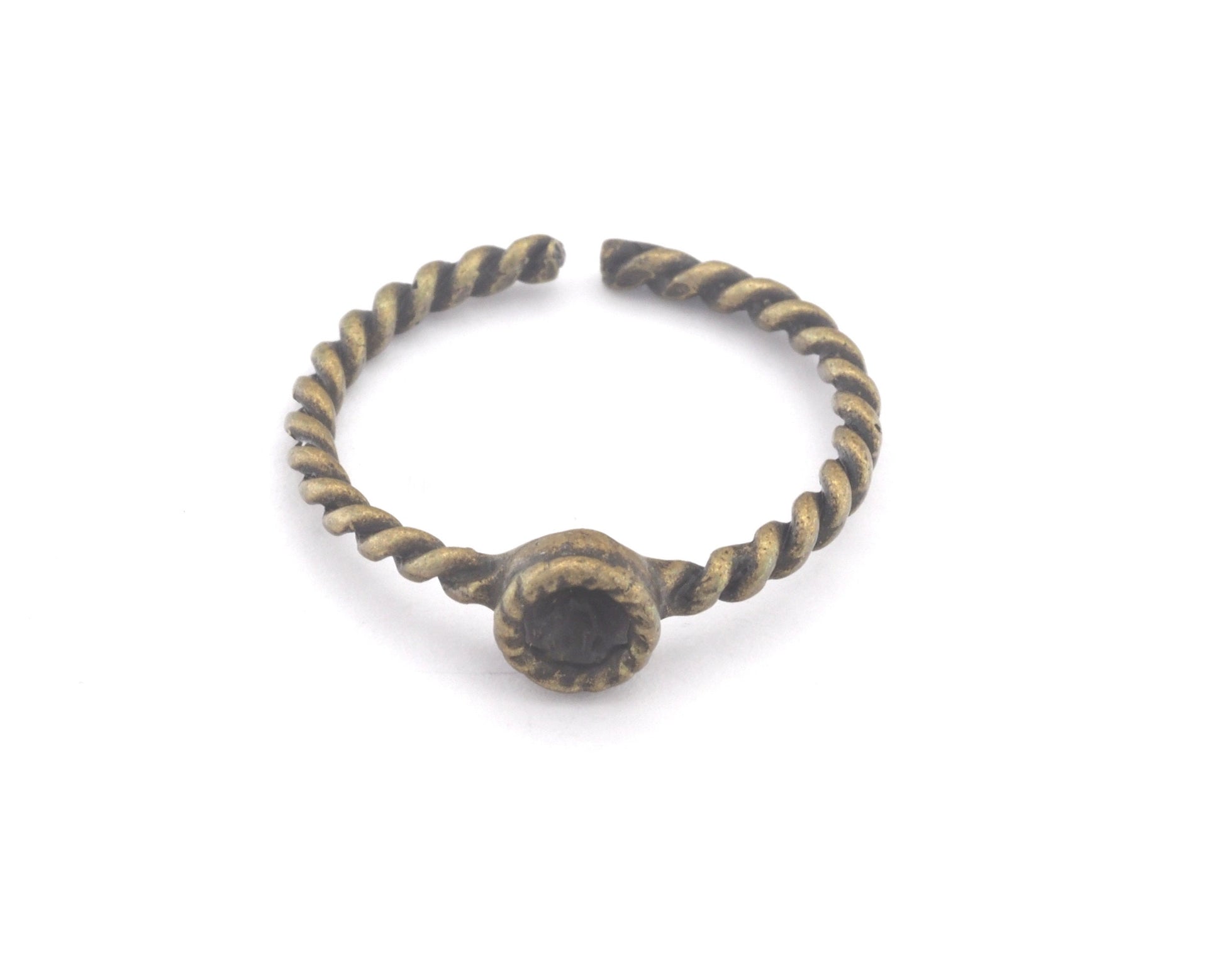 Ring Swirl Adjustable Ring Bezel - Antique Bronze Plated brass (18.5mm 8.5US inner size - Adjustable ) OZ2714