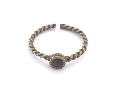 Ring Swirl Adjustable Ring Bezel - Antique Bronze Plated brass (18.5mm 8.5US inner size - Adjustable ) OZ2714