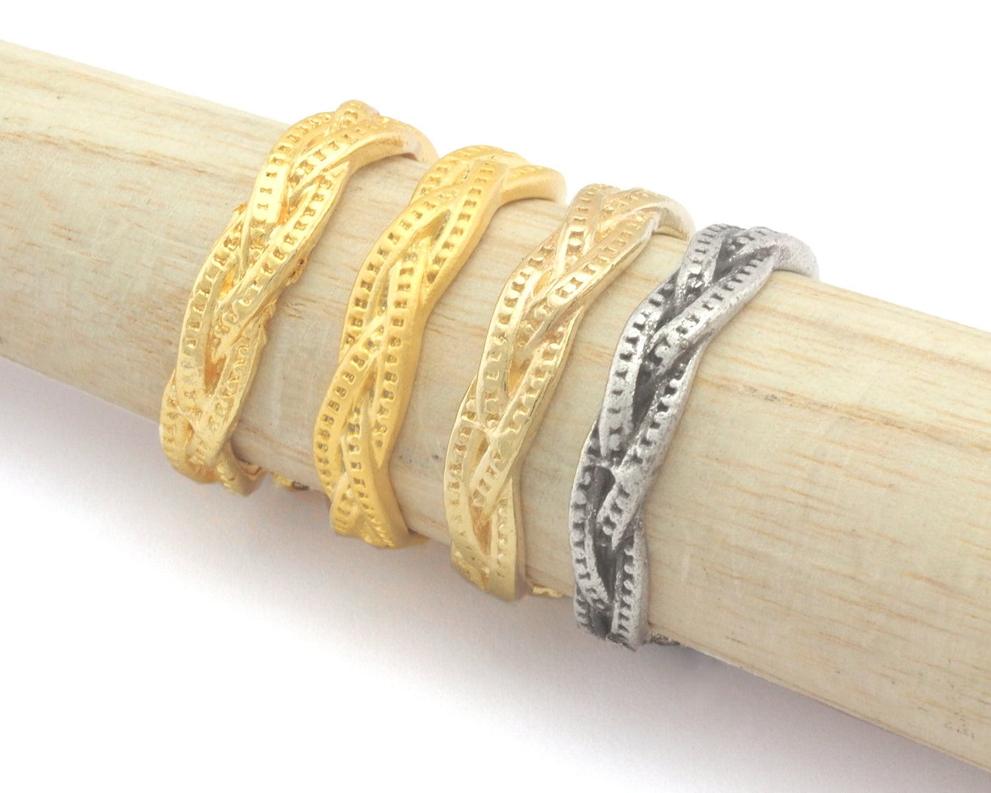 Minimalist Band Textured Adjustable Ring Raw Brass - Shiny Silver - Antique Silver - Matte Gold - Shiny Gold (17.5mm 7US size) OZ3857