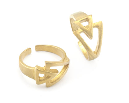 Triangle Frame Band Adjustable Ring Raw Brass (6US - 8US inner size) 4714