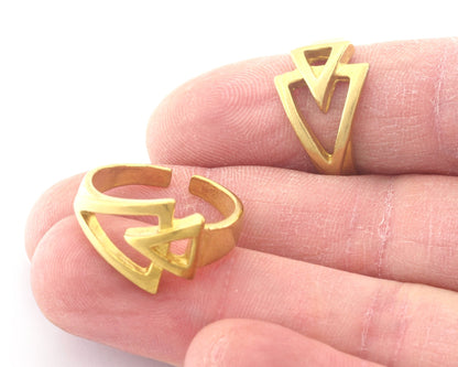 Triangle Frame Band Adjustable Ring Raw Brass (6US - 8US inner size) 4714