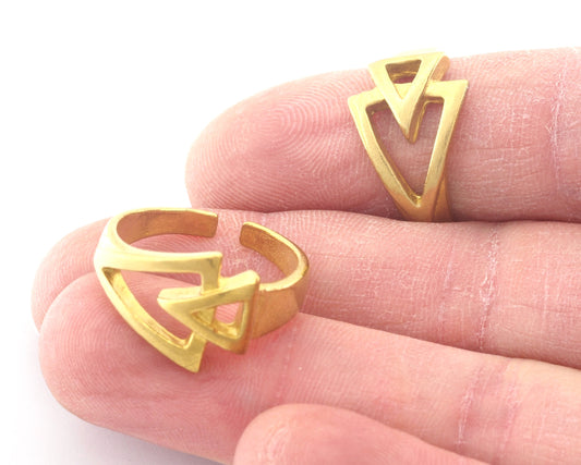 Triangle Frame Band Adjustable Ring Raw Brass (6US - 8US inner size) 4714