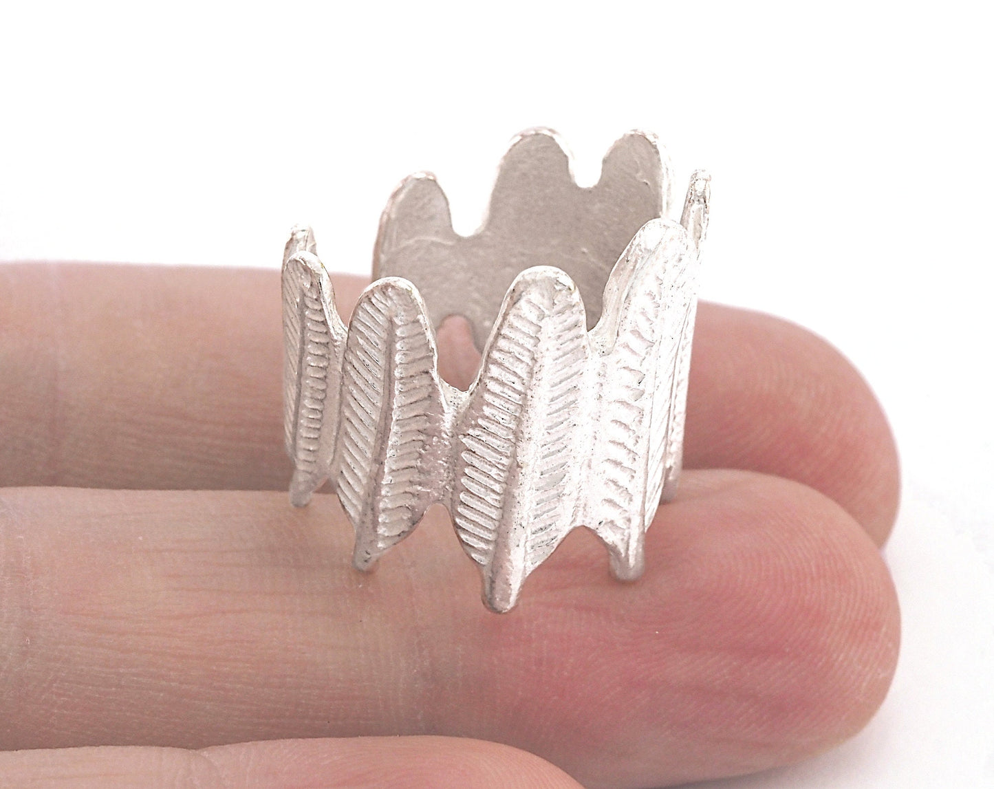 Feather Ring Adjustable Ring Silver Plated brass (18.5mm 8.5US inner size) OZ3213 ring21