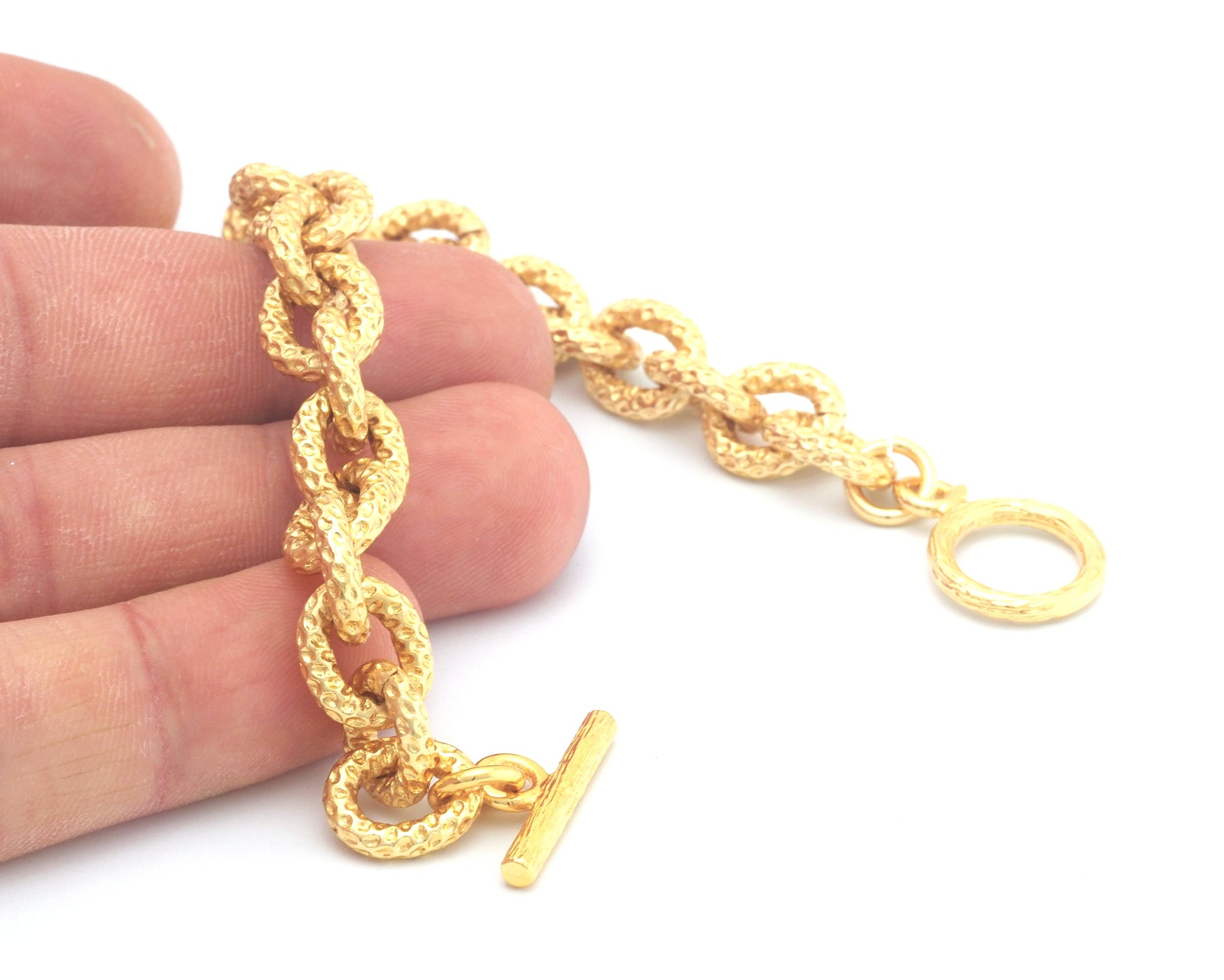 Chain Bracelet 190 mm 7.5" large for Jewelry Gold plated Brass 266