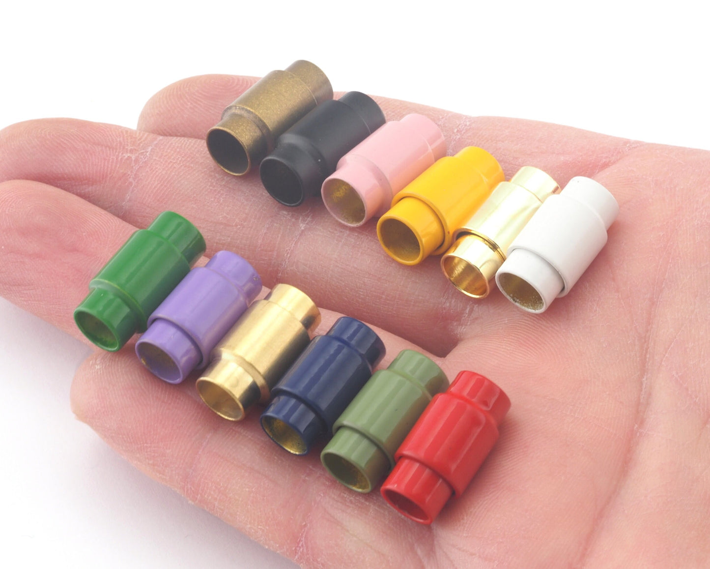 Magnetic clasp leather cord multi color 18x10mm 0,75"x1,18" brass solid brass 6,6mm 0.26" MCL6 R285