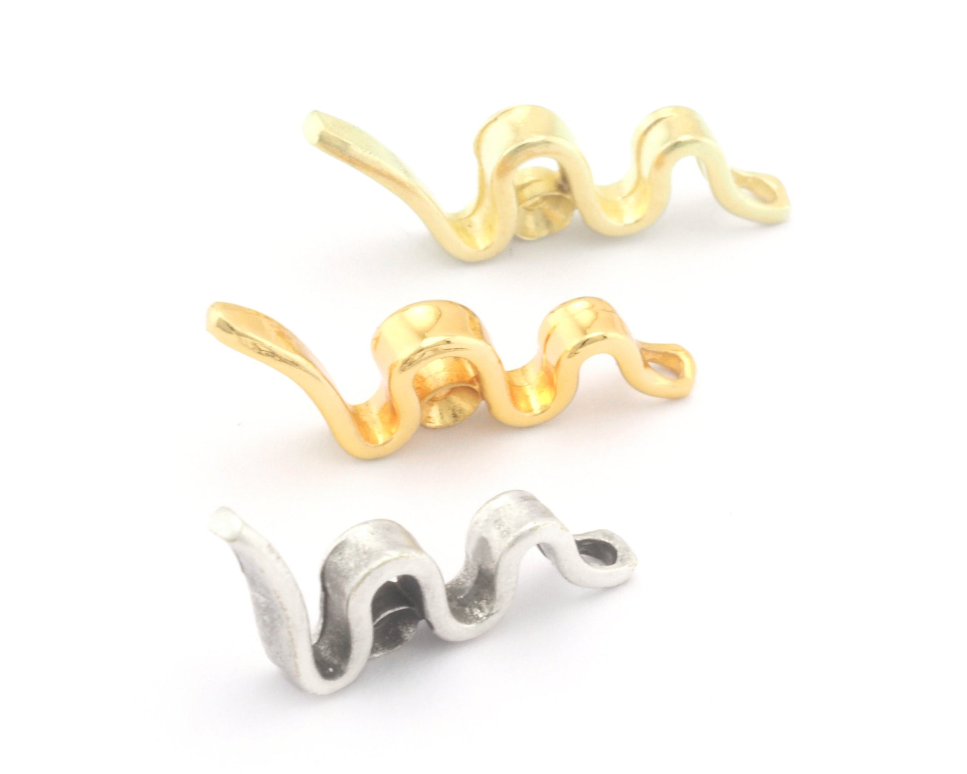 Snake Pendant Charms Base Blank Setting Raw Brass - Antique Silver - Shiny Gold Plated 25x9mm (3-3.2mm blank size SS12) findings OZ4659-125