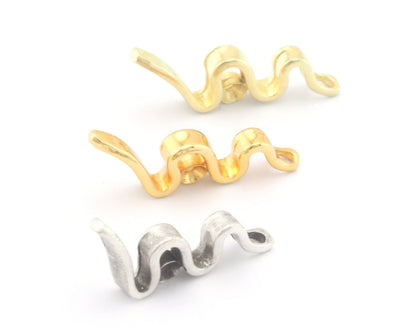 Snake Pendant Charms Base Blank Setting Raw Brass - Antique Silver - Shiny Gold Plated 25x9mm (3-3.2mm blank size SS12) findings OZ4659-125