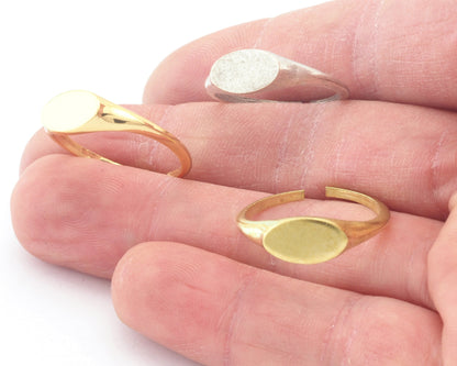 Minimalist Ring Adjustable ring base blank settings tag ring raw brass, antique silver, shiny gold plated with 11.8x6.8mm setting 7.5US 2895