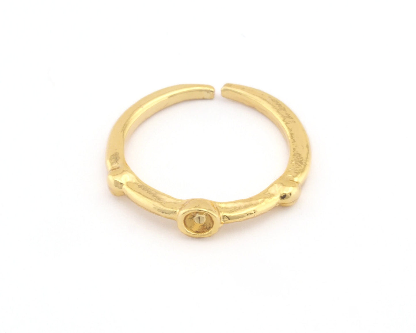 Round ring base blank cup bezel Raw brass-antique silver-Matte gold -shiny gold plated (16mm 5 US inner size - Adjustable ) 2234