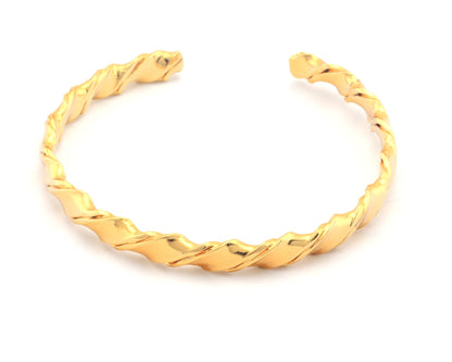 Swirl Cuff Bracelet Shiny Gold Plated Brass 1 pc. (58mm inner size - Adjustable ) OZ2962