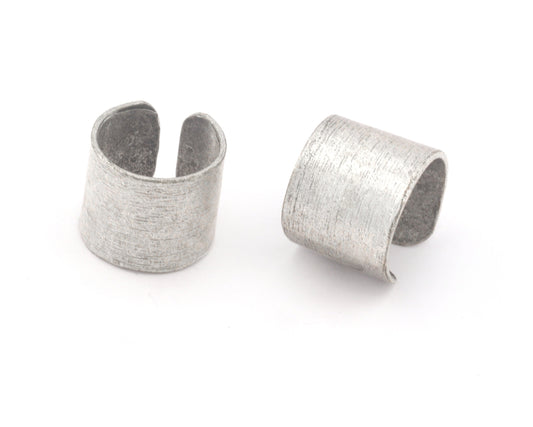 Minimalist Brushed Tube Adjustable Ring Antique Silver Plated brass (15mm 4US inner size) OZ3946