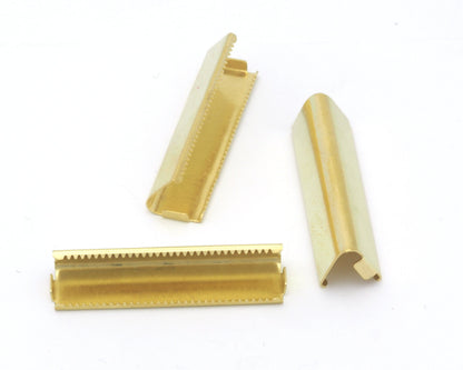 Ribbon Crimp Ends cap, 10x40mm Raw Brass Ribbon Crimp Ends, Raw Brass Ribbon Crimp End, Findings 769