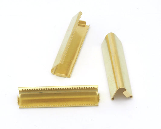 Ribbon Crimp Ends cap, 10x40mm Raw Brass Ribbon Crimp Ends, Raw Brass Ribbon Crimp End, Findings 769