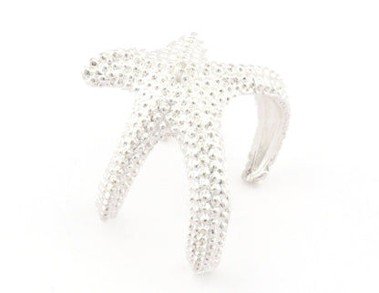 Starfish Adjustable Ring Shiny Silver Plated brass (18mm 8US inner size) OZ3065