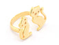 Cats Adjustable Ring Shiny Gold Plated Brass (7US 9US inner size) OZ4293