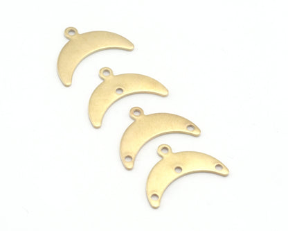 Crescent Moon optional hole 15x12.2mm raw brass pendant Findings Charms S223