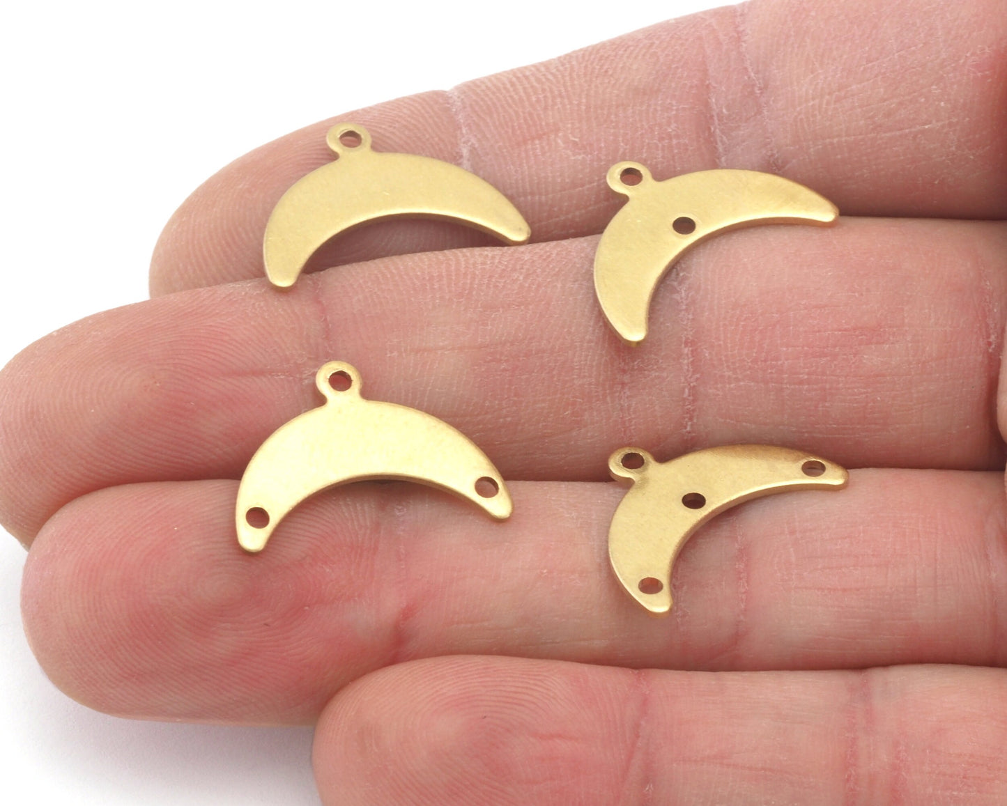 Crescent Moon optional hole 15x12.2mm raw brass pendant Findings Charms S223