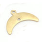 Crescent Moon optional hole 15x12.2mm raw brass pendant Findings Charms S223