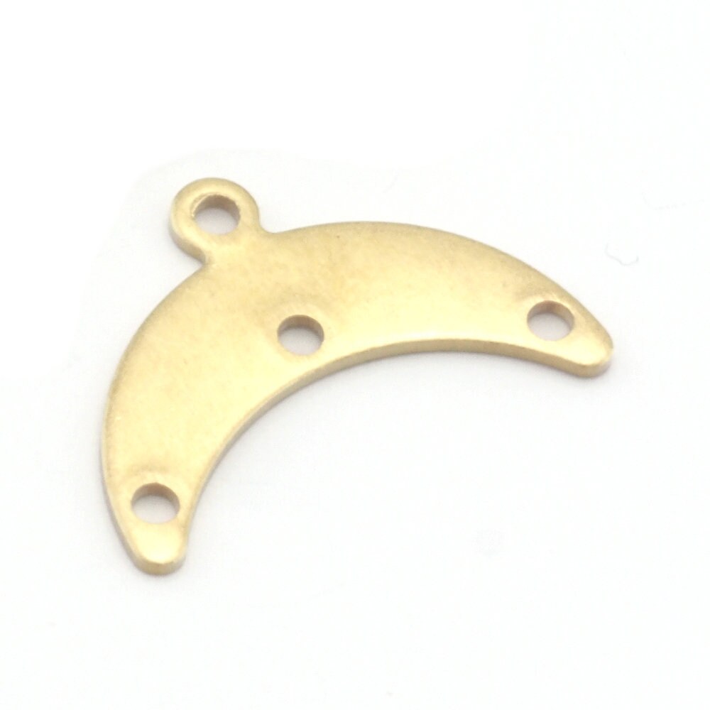 Crescent Moon optional hole 15x12.2mm raw brass pendant Findings Charms S223