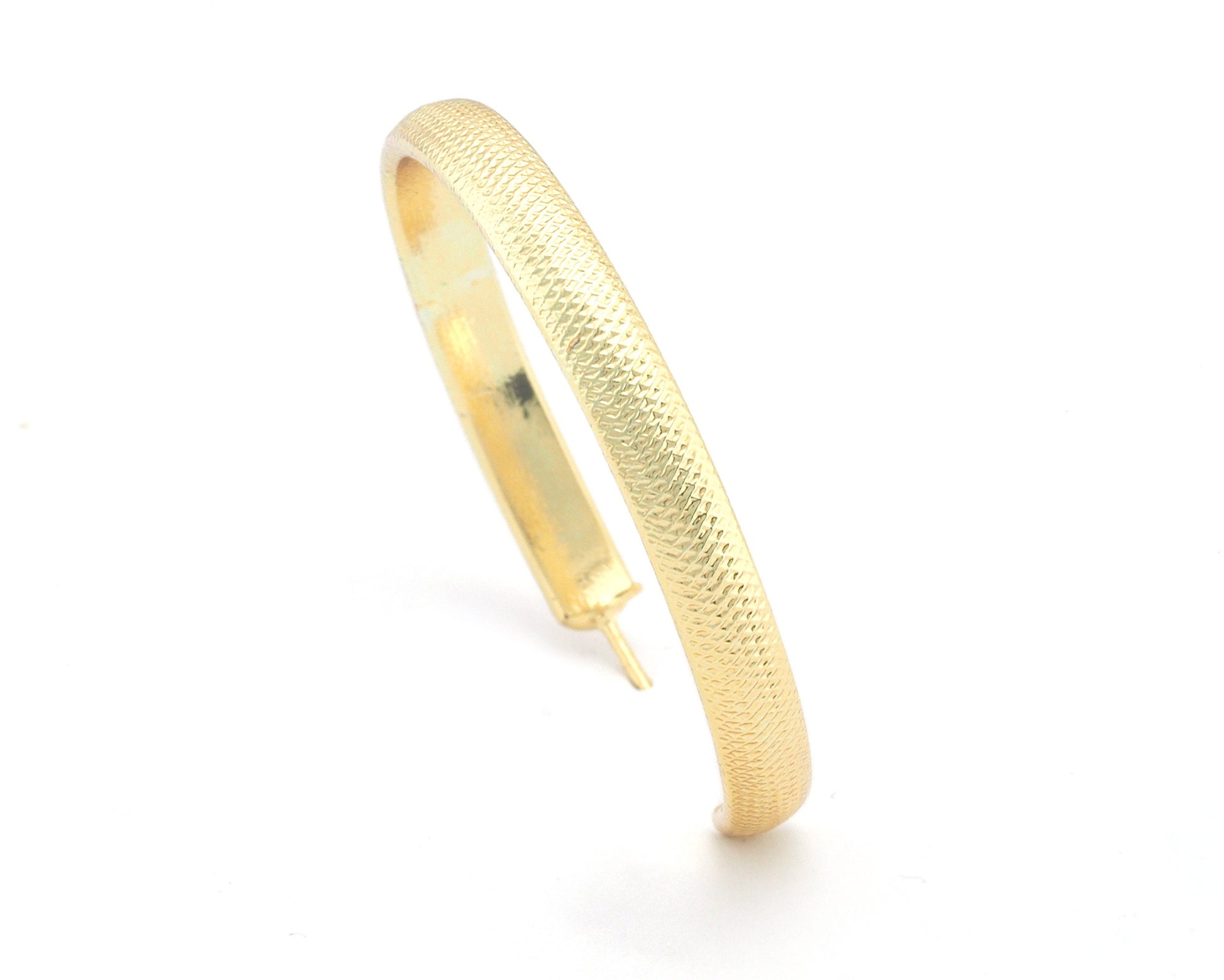 Hoop ribbed round Earrings stud base Shiny Gold tone lacquer plated brass round earring posts, 35mm OZ4221