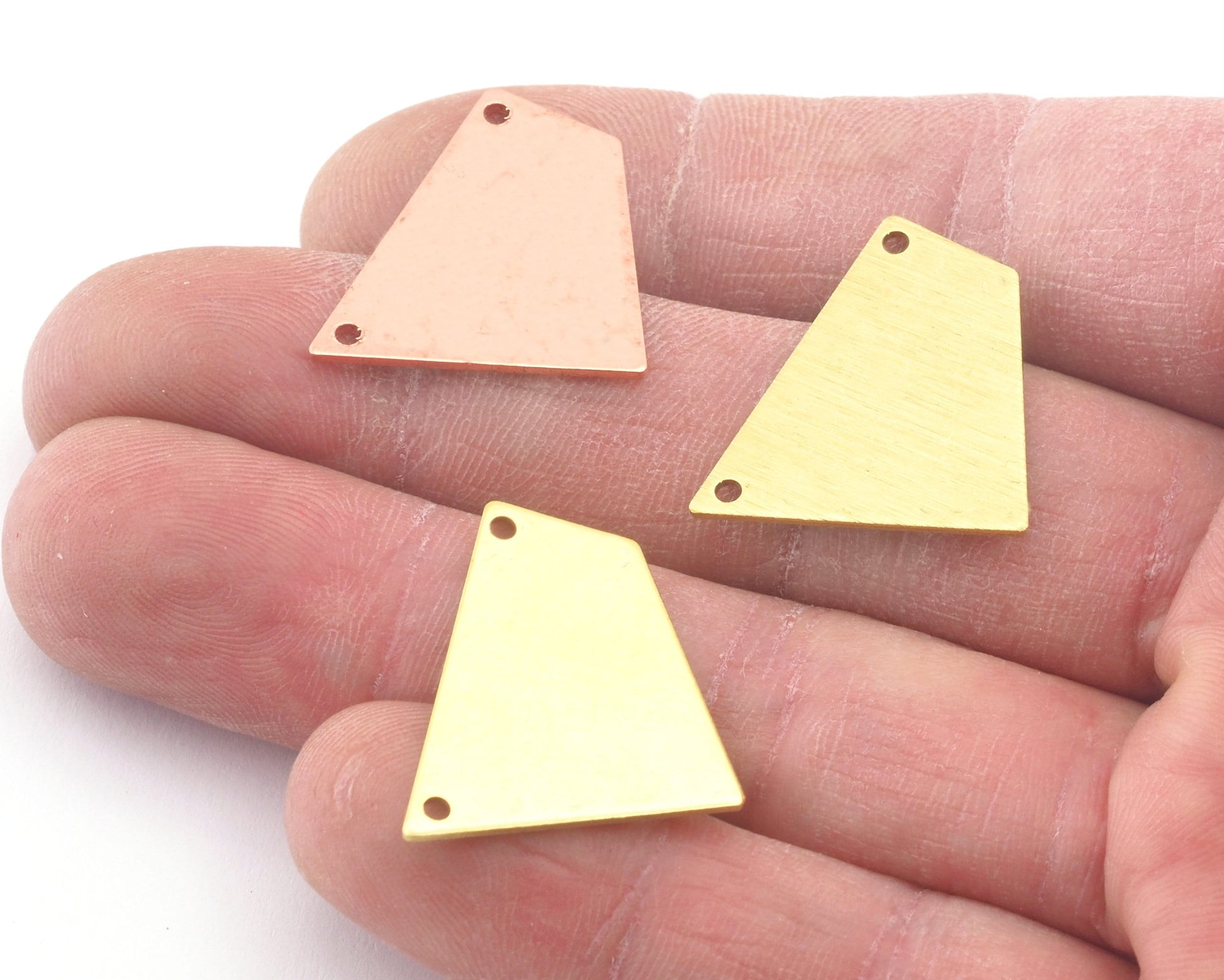 Quadrilateral Rectangle Trapezoid Charms 2 Hole Raw Brass, copper 23x21mm 0.8mm thickness Findings R131