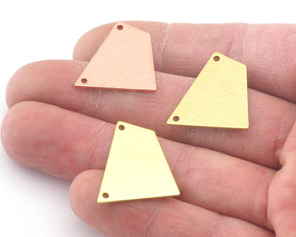Quadrilateral Rectangle Trapezoid Charms 2 Hole Raw Brass, copper 23x21mm 0.8mm thickness Findings R131