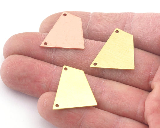 Quadrilateral Rectangle Trapezoid Charms 2 Hole Raw Brass, copper 23x21mm 0.8mm thickness Findings R131