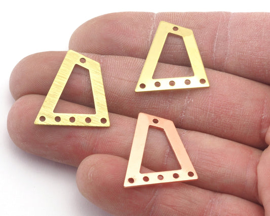 Quadrilateral Rectangle Trapezoid Charms 6 Hole Raw Brass, copper 23x21mm 0.8mm thickness Findings R106