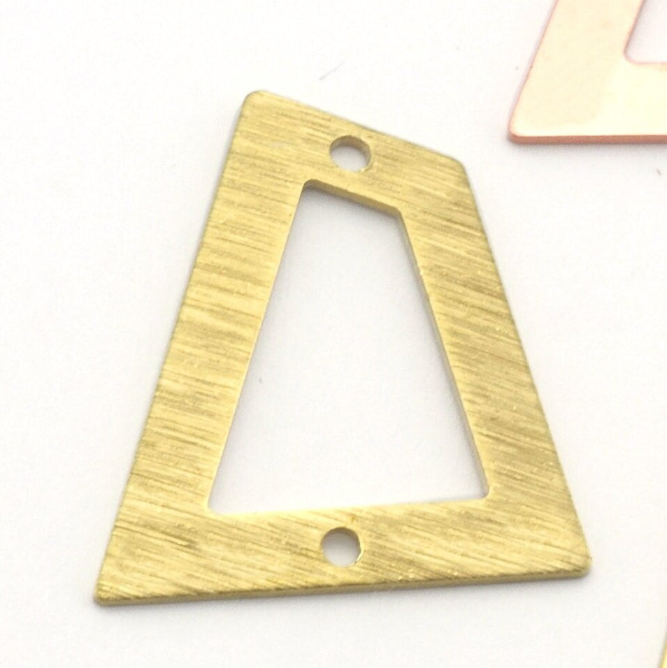 Quadrilateral Rectangle Trapezoid Charms 2 Hole Raw Brass, copper 23x21mm 0.8mm thickness Findings R97