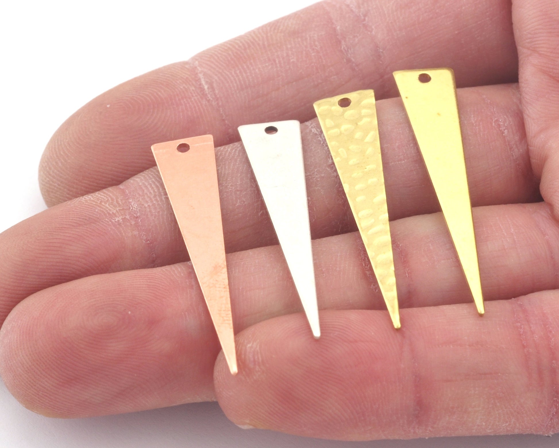 Slice Triangle raw brass, Antique silver plated, Hammered brass, Raw Copper 40x8mm (0.8mm ) 1 hole Earring charms findings OZ2941-120