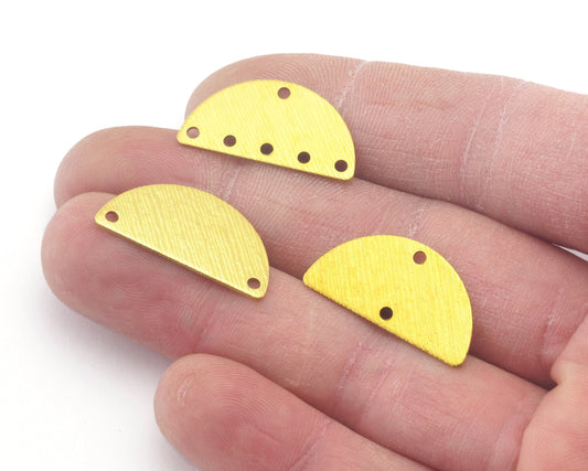 Brushed brass semi circle blanks half moon shape 10 hole 30x15x0.8mm raw pendant (1.6mm 14 gauge hole) SCS 4712-232