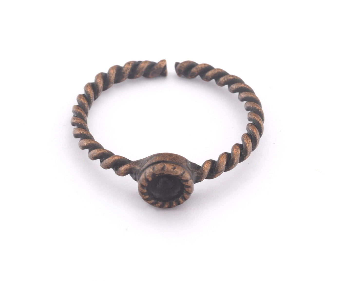 Ring Swirl Adjustable Ring Bezel - Antique Copper Plated brass (18.5mm 8.5US inner size - Adjustable ) OZ2714