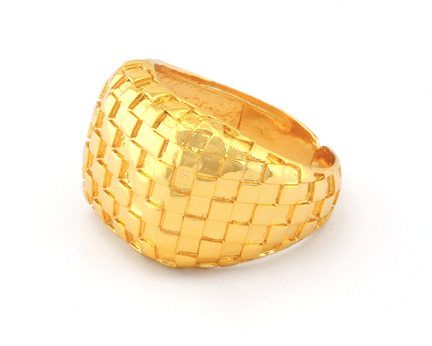 Checker Chess Squares Signet Adjustable Ring Raw Brass - Antique silver - Shiny silver - Shiny gold Plated (10US - 12US inner size) 4742