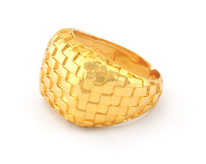 Checker Chess Squares Signet Adjustable Ring Raw Brass - Antique silver - Shiny silver - Shiny gold Plated (10US - 12US inner size) 4742